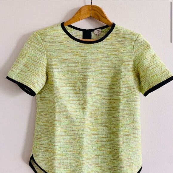 Wilfred Aritzia Palais Neon Green Yellow Textured T-Shirt Top - Picture 3 of 15